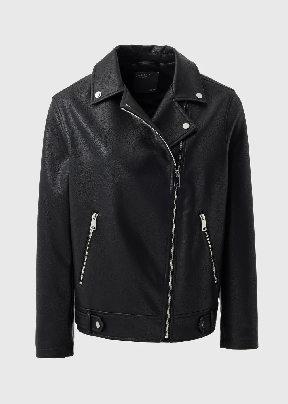 Black Faux Leather Biker Jacket - 8 Image 3