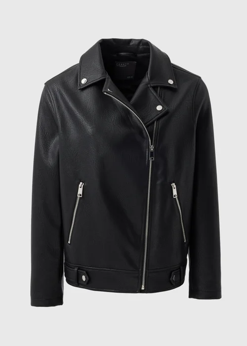 Black Faux Leather Biker Jacket - 8 Image 3