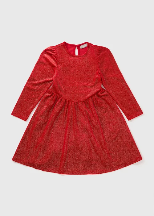 Girls Red Velvet Dress (7-15yrs) - Age 7 Years Image 1
