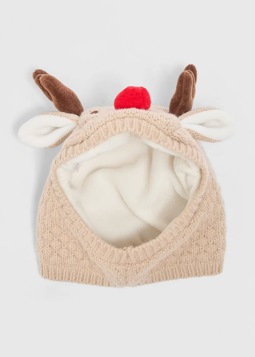 Christmas Baby Brown Reindeer Balaclava Hat (Newborn-24mths) - Age 0 - 3 Months Image 2