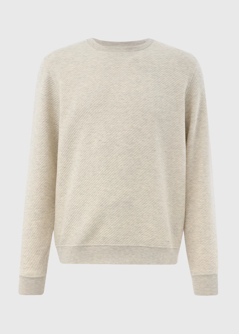 Grey Textured Crew Neck Sweatshirt - Small Image 4