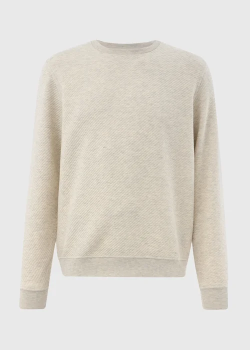 Grey Textured Crew Neck Sweatshirt - Small Image 4