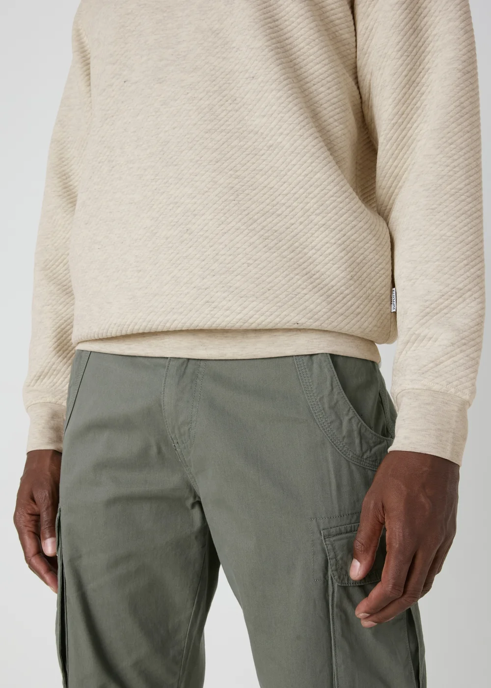 Grey Textured Crew Neck Sweatshirt - Small Image 3