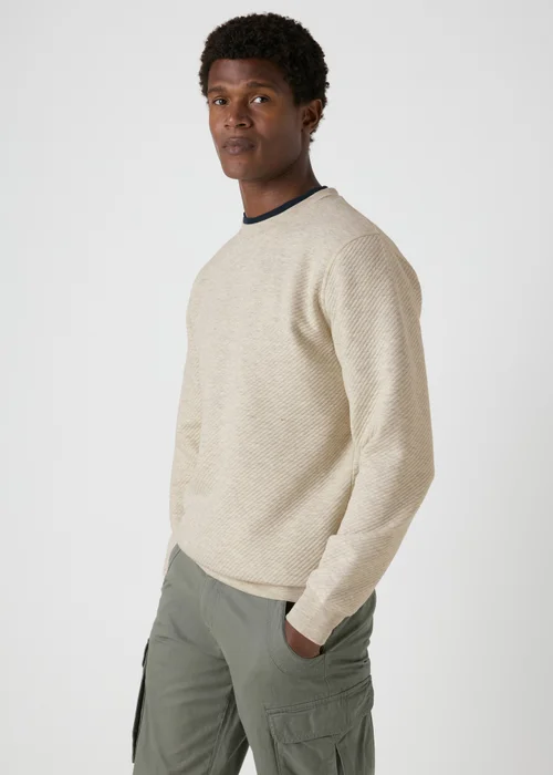 Grey Textured Crew Neck Sweatshirt - Small Image 1