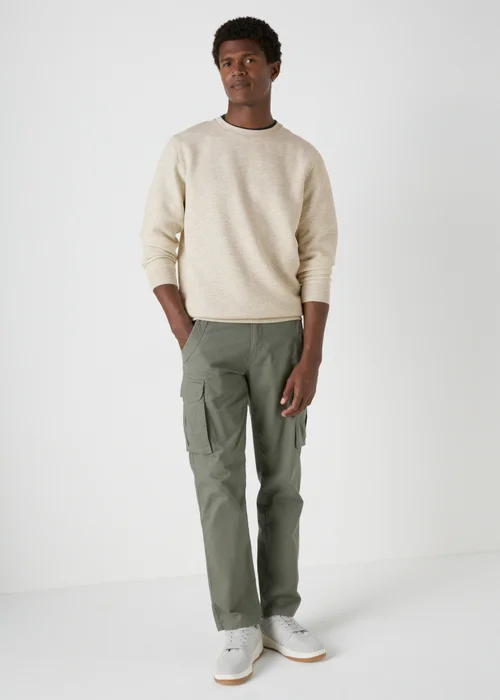 Grey Textured Crew Neck Sweatshirt - Small Image 2