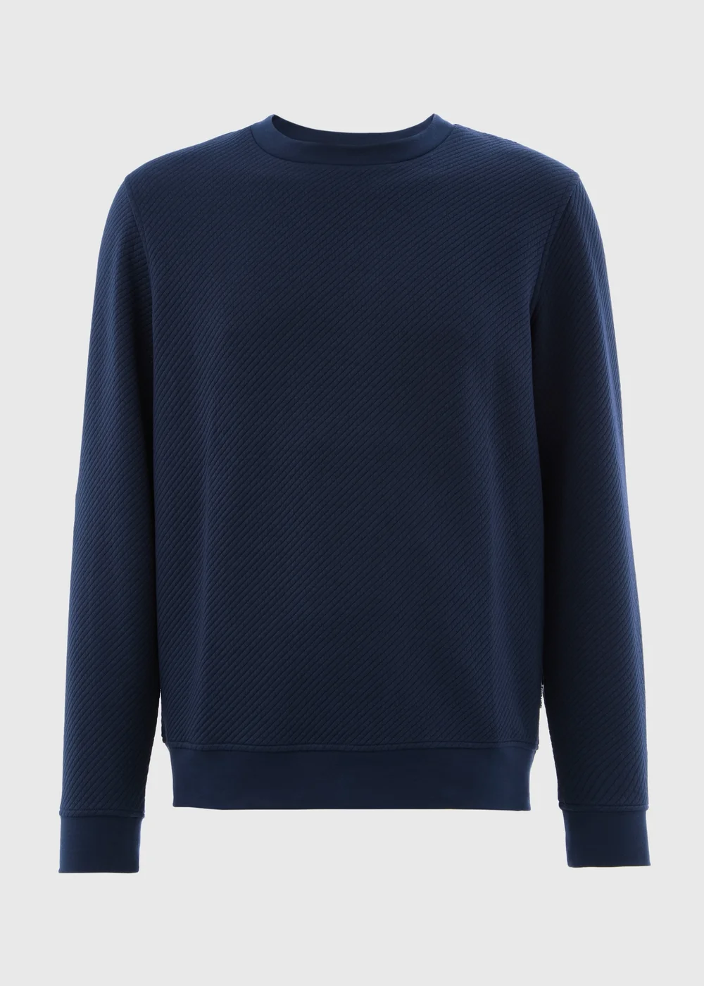 Navy Textured Crew Neck Sweatshirt - Small Image 4