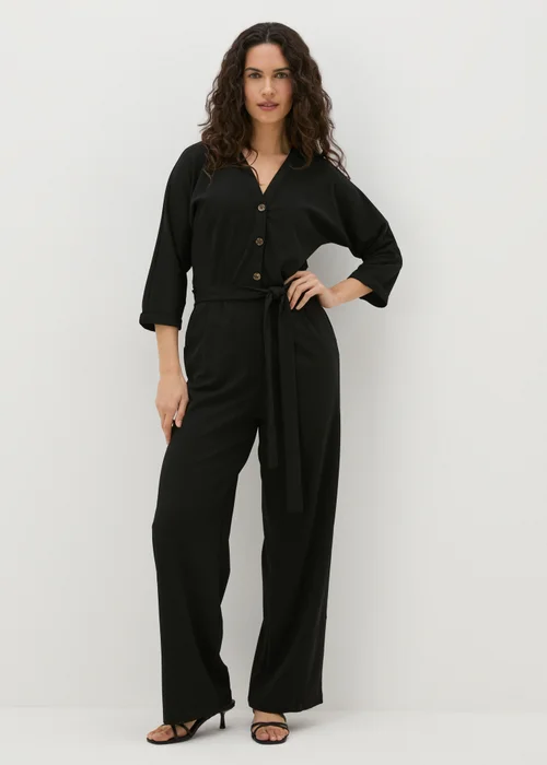 JDY Black Button V-Neck Jumpsuit - 8 Image 1
