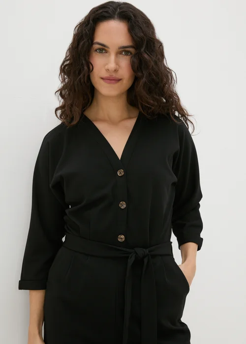 JDY Black Button V-Neck Jumpsuit - 8 Image 2