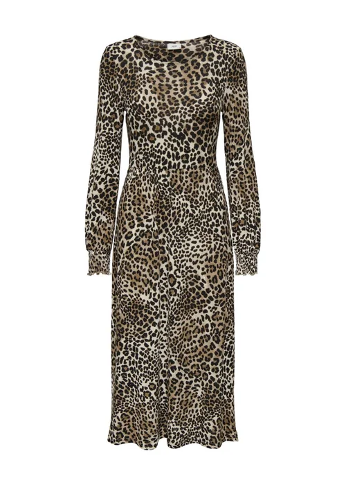 JDY Brown Leopard Print Smock Midi Dress - Size 14 Image 6
