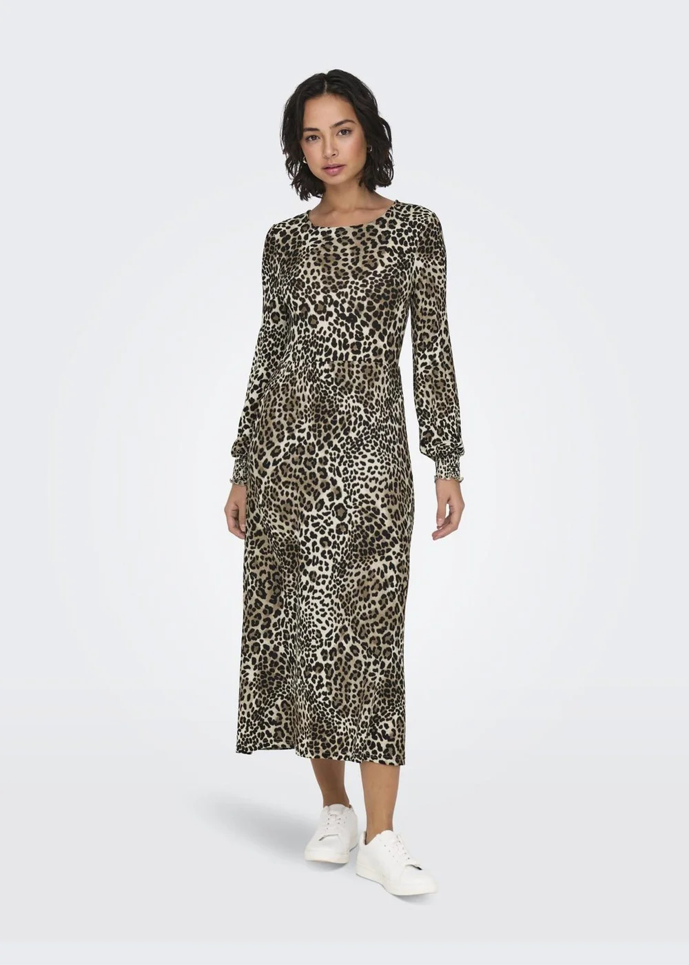 JDY Brown Leopard Print Smock Midi Dress - Size 14 Image 3