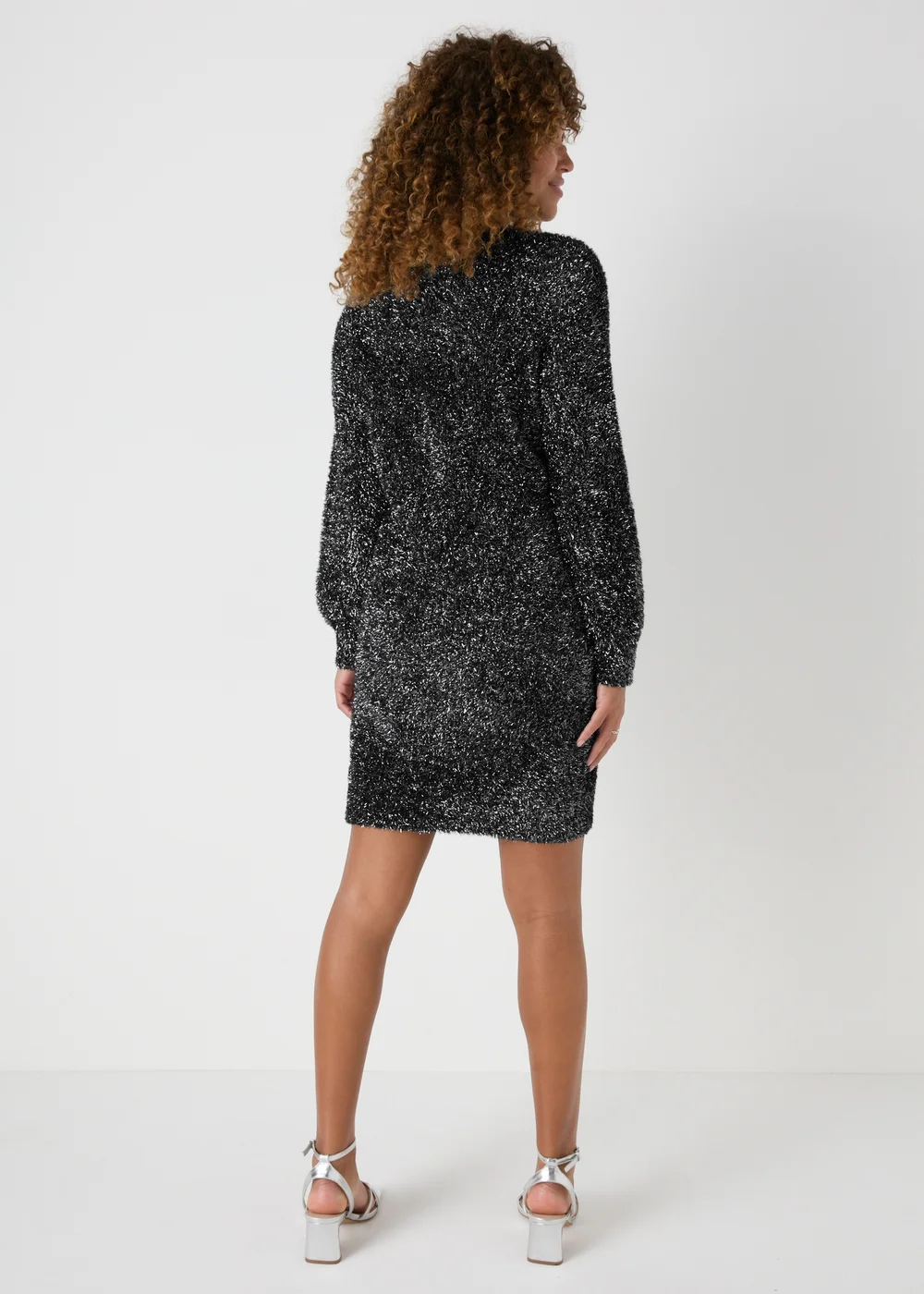 Grey Tinsel Knitted Tunic Mini Dress - XS Image 2