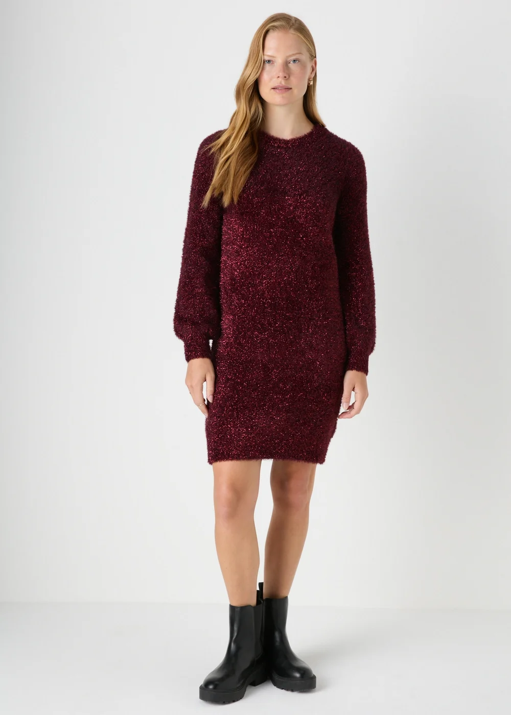 Burgundy Tinsel Knitted Tunic - XS Image 3