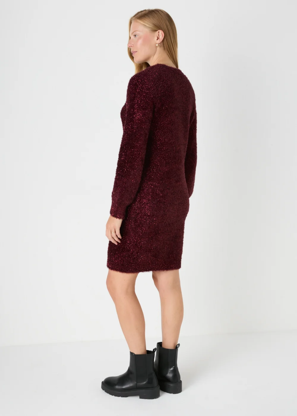 Burgundy Tinsel Knitted Tunic - XS Image 2