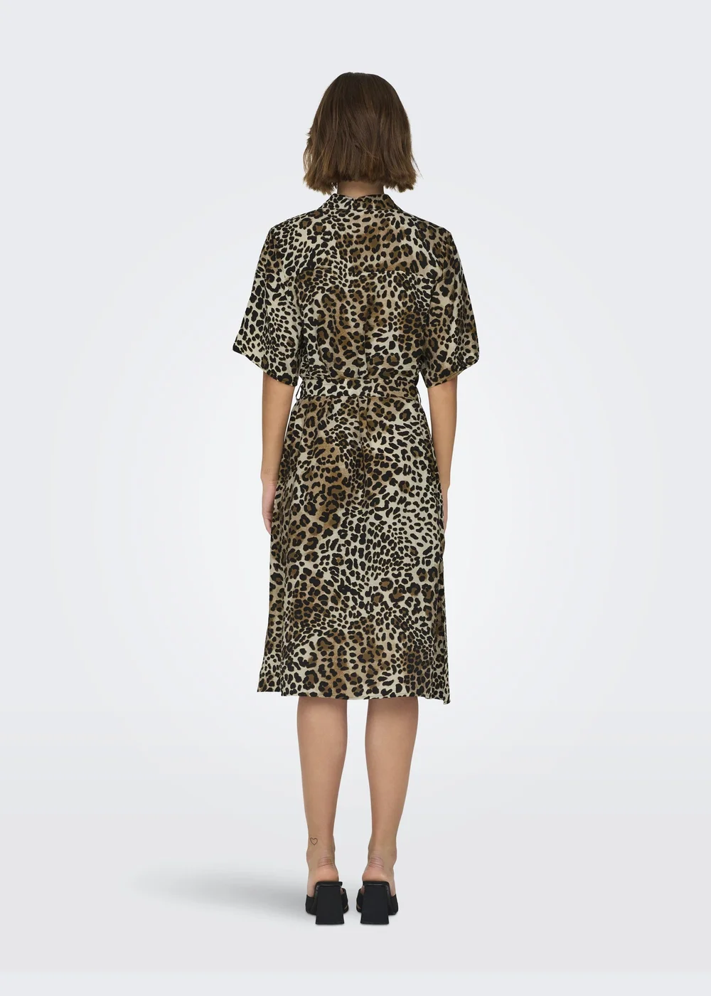 JDY Leopard Print Shirt Midi Dress - Size 8 Image 2