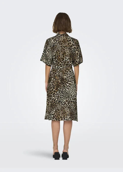 JDY Leopard Print Shirt Midi Dress - Size 8 Image 2