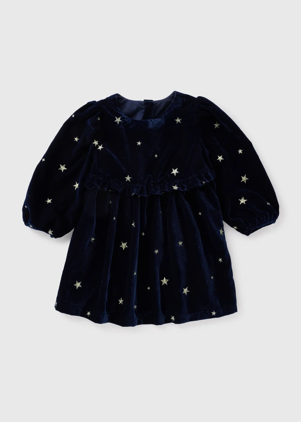 Girls Navy Velvet Star Print Dress (1-7yrs) - 1 to 1 half years Image 1