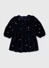 Girls Navy Velvet Star Print Dress (1-7yrs) - 1 to 1 half years Image 1