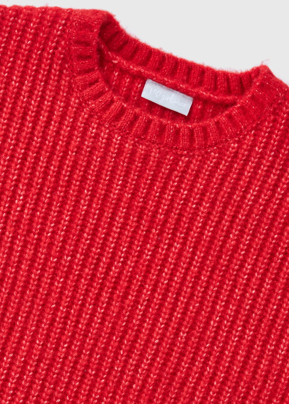 Girls Red Ribbed Crew Neck Jumper (7-15yrs) - 7 Yrs Image 2