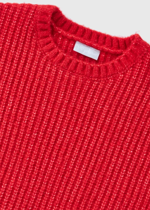 Girls Red Ribbed Crew Neck Jumper (7-15yrs) - 7 Yrs Image 2