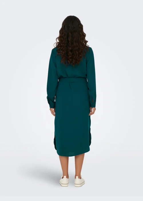 Green Tie Waist Shirt Dress - 6 Image 2