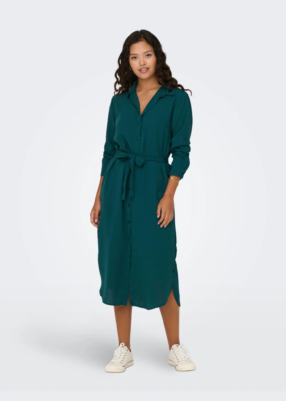 Green Tie Waist Shirt Dress - 6 Image 1