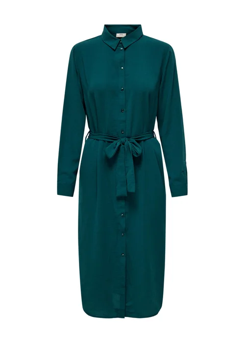 Green Tie Waist Shirt Dress - 6 Image 6