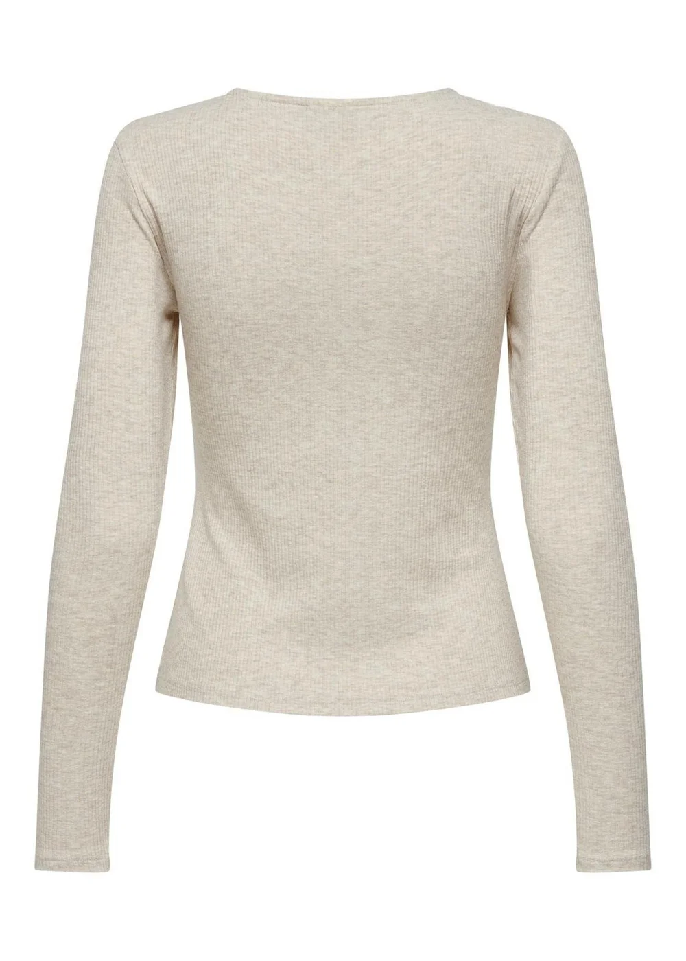 JDY Cream Button Front Ribbed Top - Size 6 Image 2