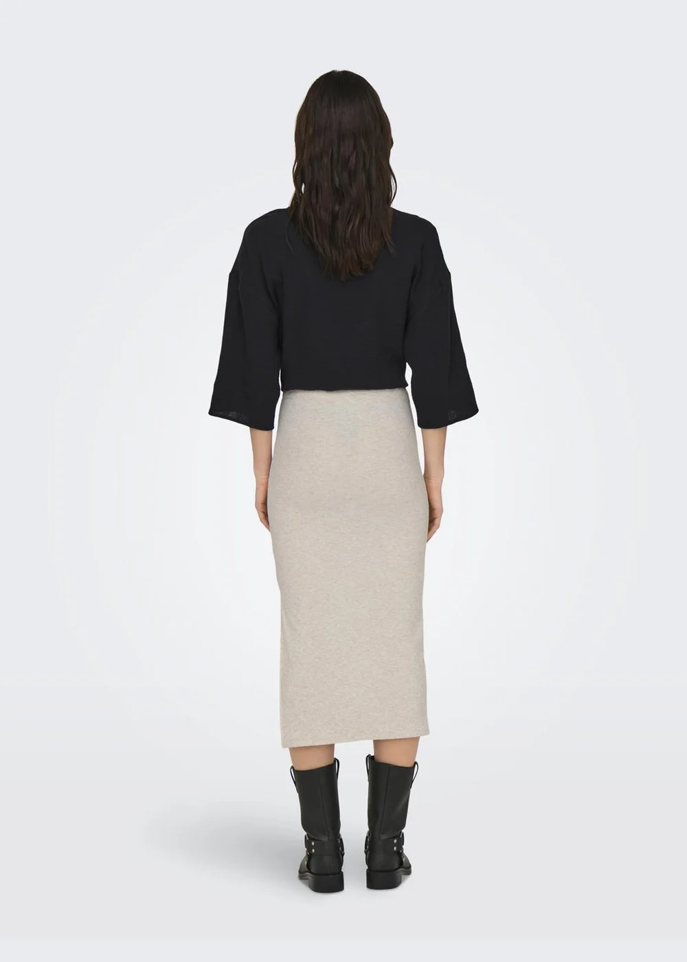 Cream Ribbed Midi Skirt - Size 6 Image 2