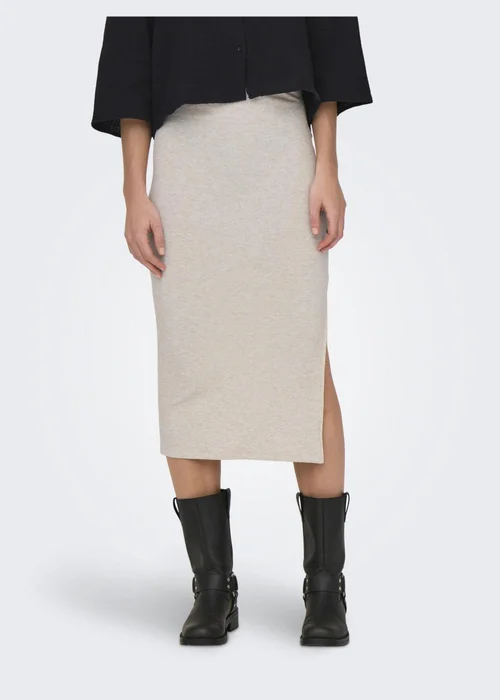 Cream Ribbed Midi Skirt - Size 6 Image 3