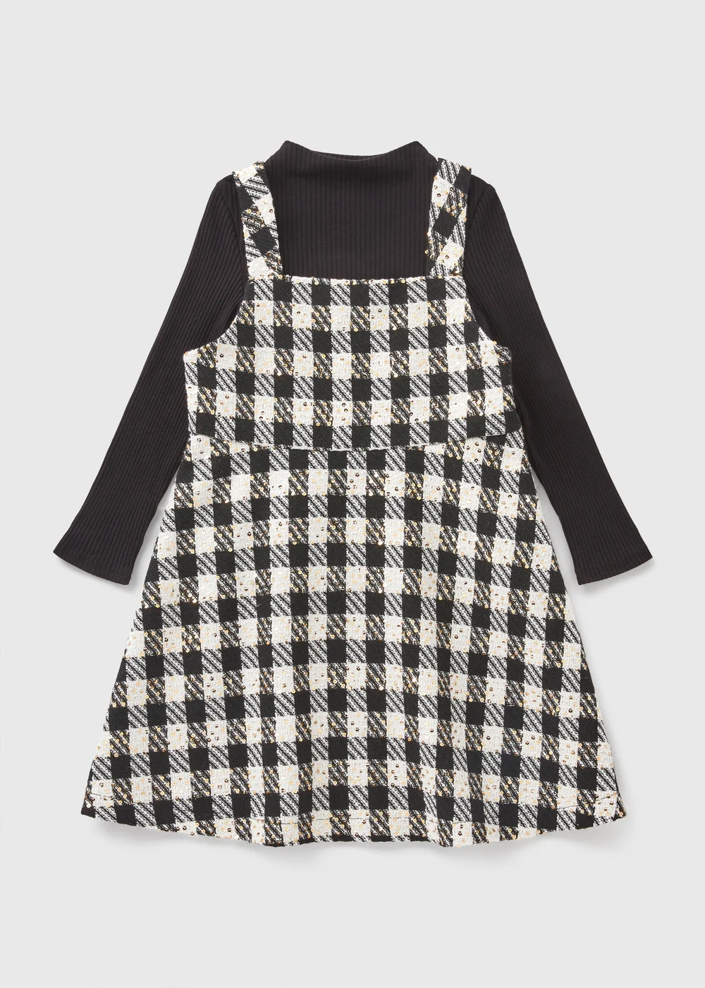 Girls Black Boucle Pinafore & Top Set (7-15yrs) - Age 7 Years Image 1
