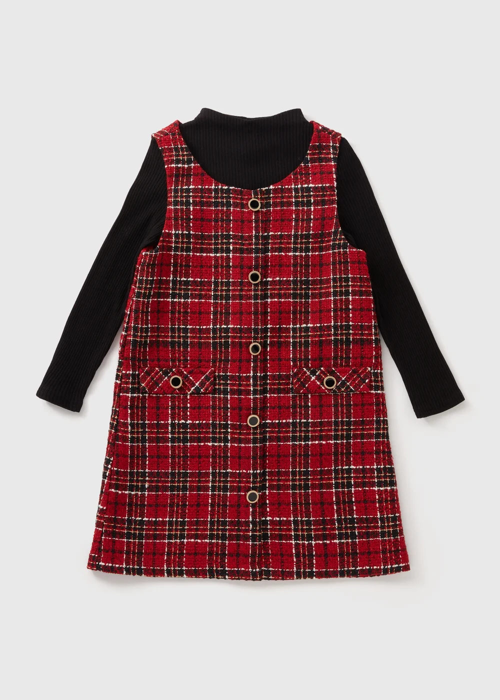 Girls Red Check Pinafore Dress (7-15yrs) - Age 14 Years Image 1