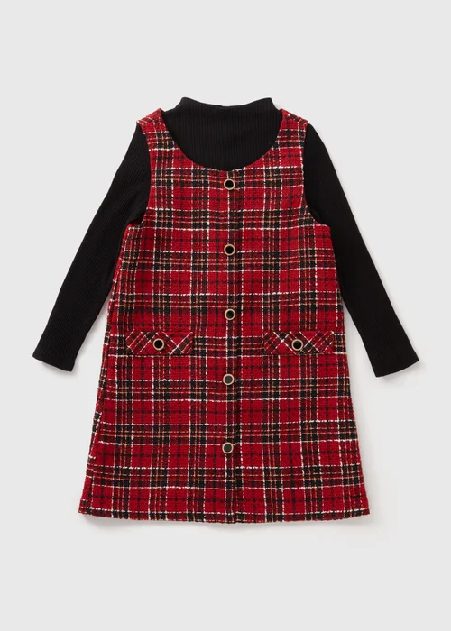 Girls Red Check Pinafore Dress (7-15yrs) - Age 14 Years Image 1