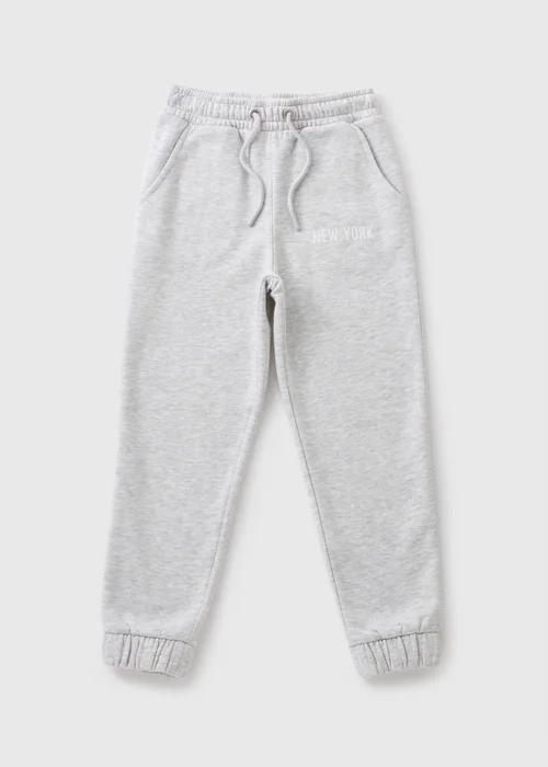 Girls Grey New York Slogan Jogging Bottoms (7-15yrs) - 8 Yrs Image 1