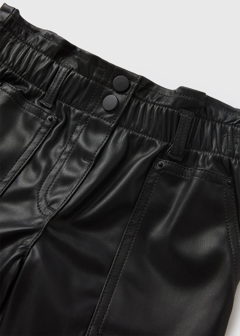 Girls Black Faux Leather Paperbag Shorts (7-15yrs) - 8 Yrs Image 2