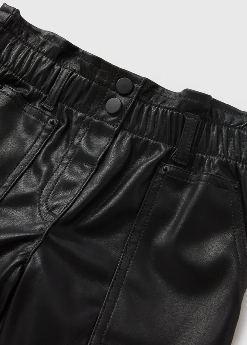 Girls Black Faux Leather Paperbag Shorts (7-15yrs) - 8 Yrs Image 2