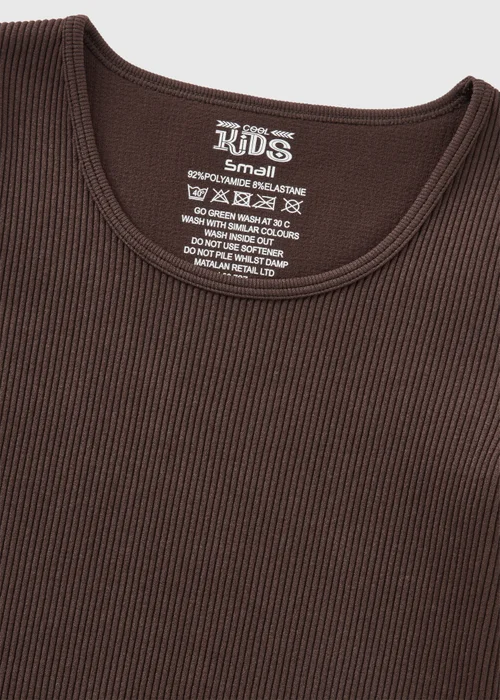 Girls Brown Seamless Long Sleeve Top (7-15yrs) - Small Image 2