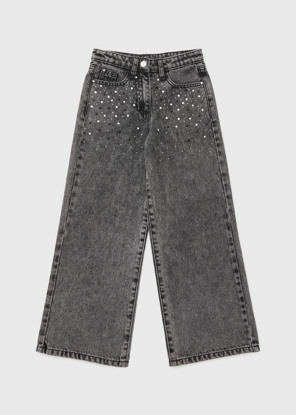 Girls Grey Diamante Embellished Jeans (7-15yrs) - Age 10 Years Image 1