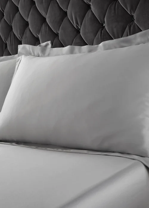 Catherine Lansfield Silky Soft Satin Oxford Pillowcase Pair Silver - 50 x 75cm Image 1