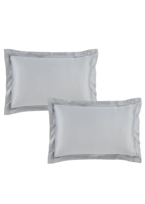 Catherine Lansfield Silky Soft Satin Oxford Pillowcase Pair Silver - 50 x 75cm Image 3