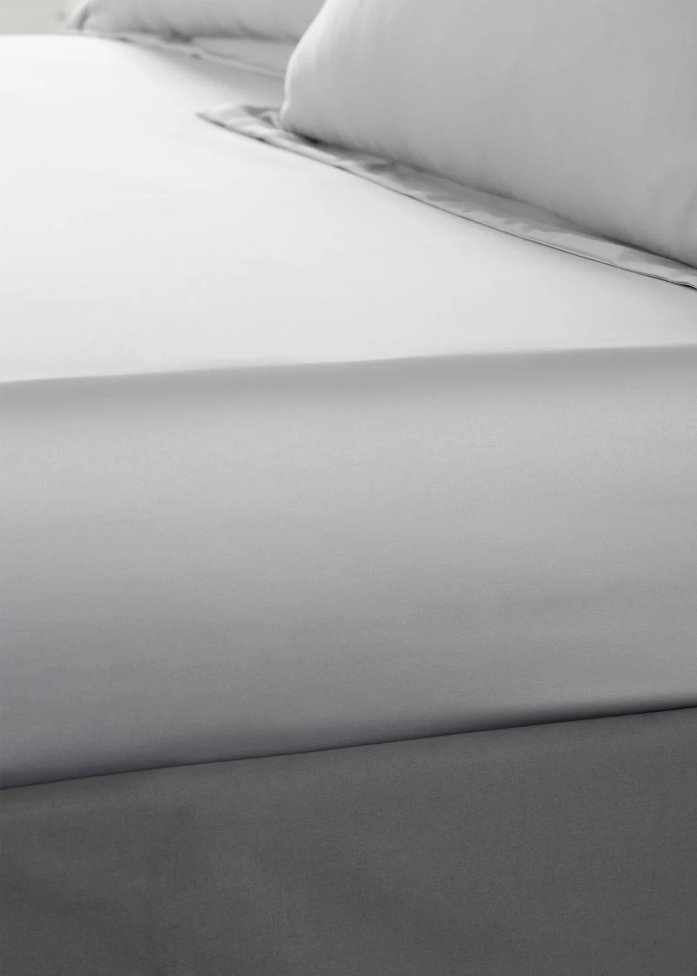 Catherine Lansfield Silky Soft Satin Fitted Sheet Silver - Fitted Single Image 1