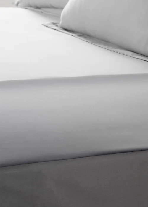 Catherine Lansfield Silky Soft Satin Fitted Sheet Silver - Fitted Single Image 1