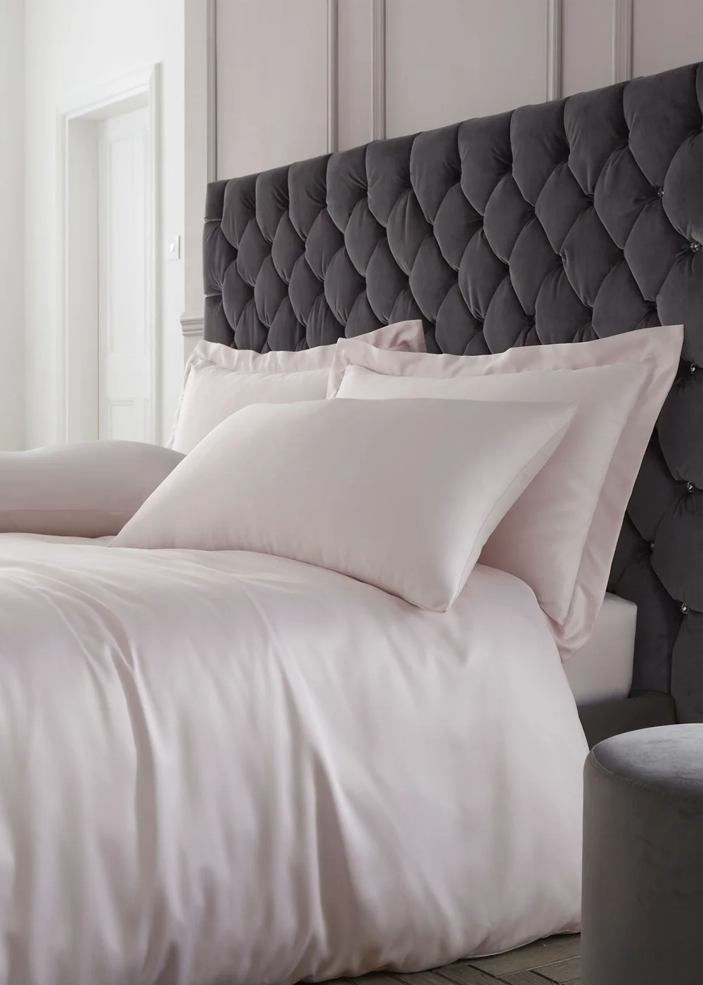 Catherine Lansfield Silky Soft Satin Fitted Sheet Blush - Fitted Single Image 2