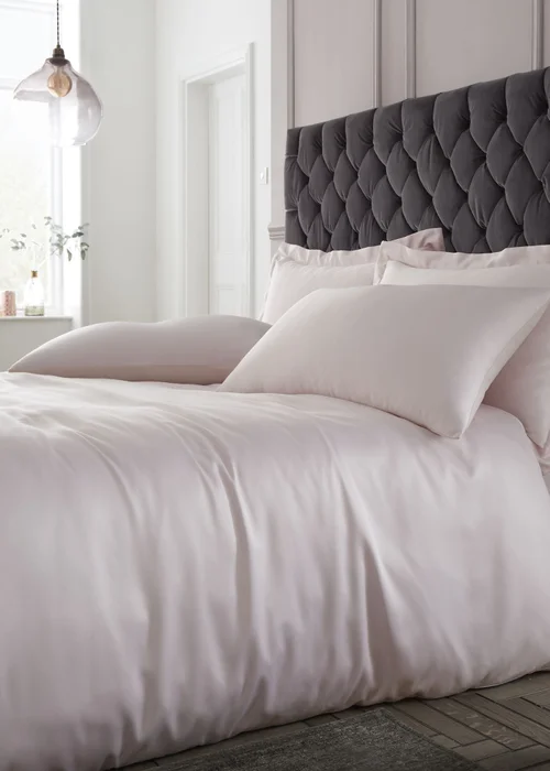 Catherine Lansfield Silky Soft Satin Duvet Cover Set Blush Pink - Single Image 1
