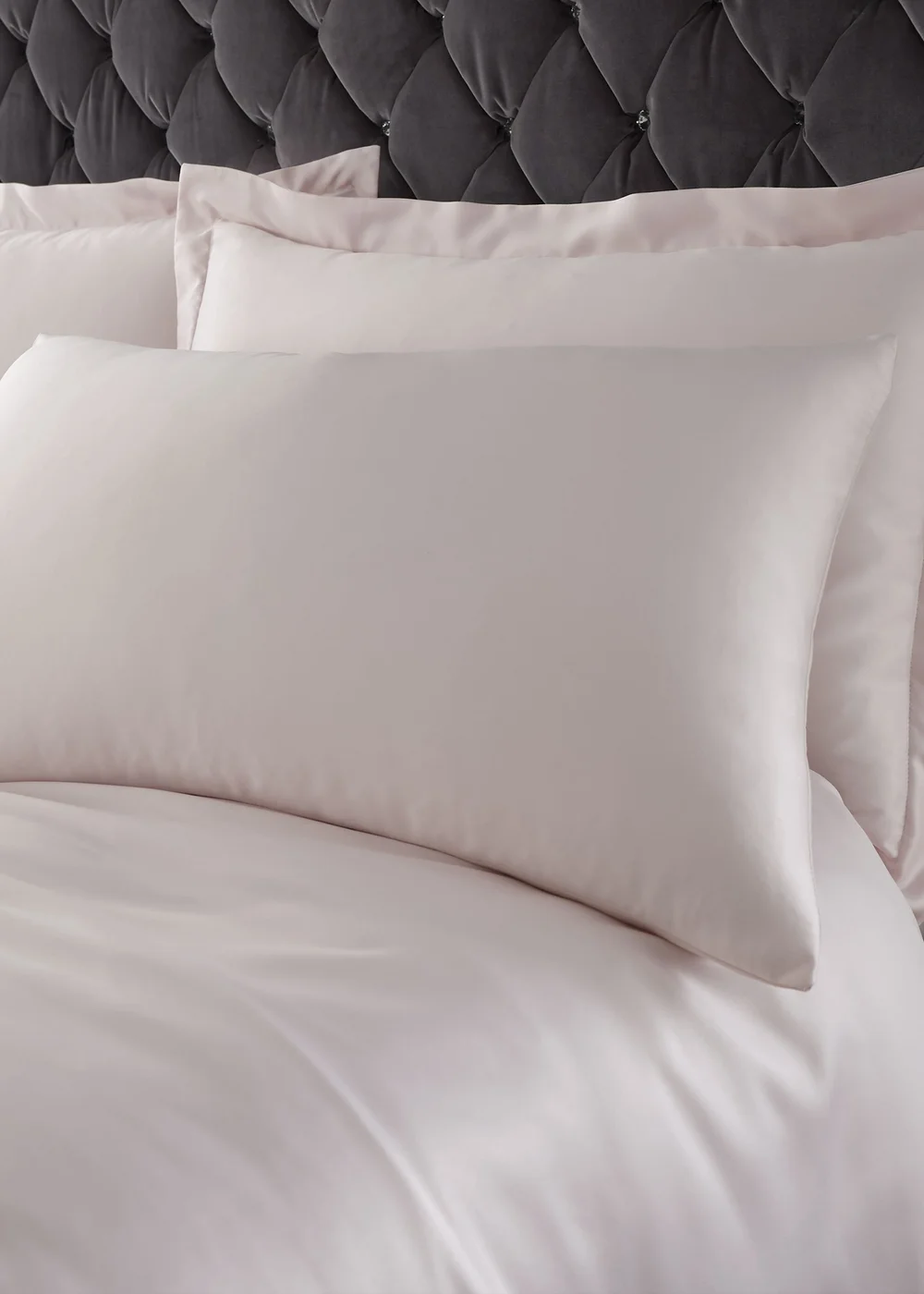 Catherine Lansfield Silky Soft Satin Duvet Cover Set Blush Pink - Single Image 2