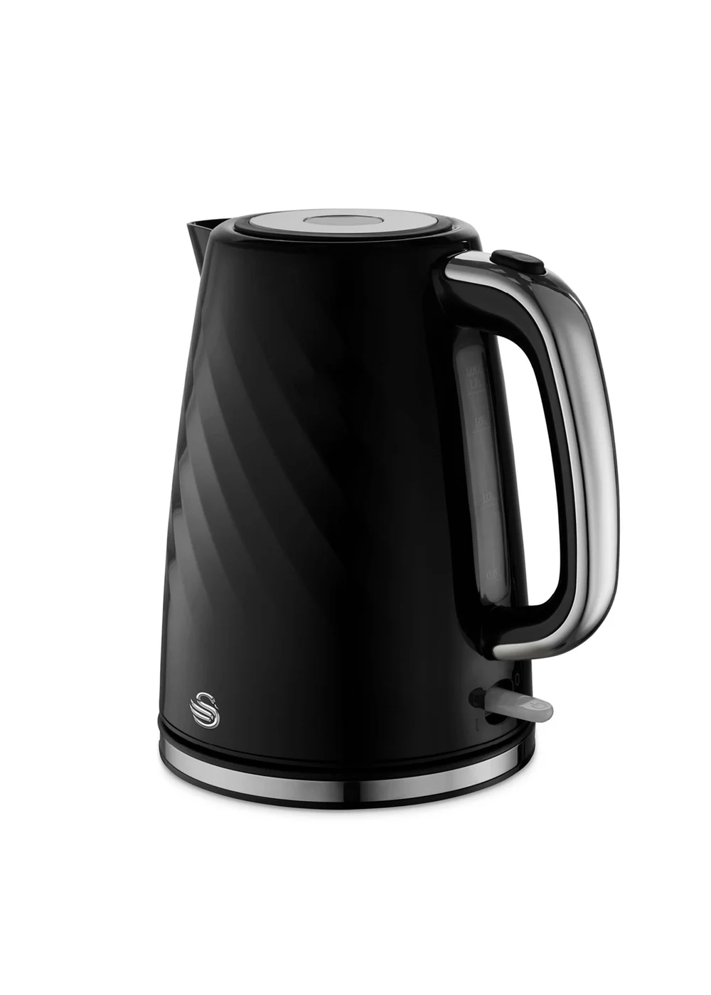 Swan Black Windsor Textured Kettle with Silver Handle (1.7L) - One Size Image 1