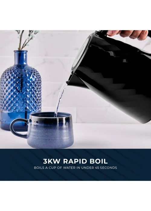 Swan Black Windsor Textured Kettle with Silver Handle (1.7L) - One Size Image 3