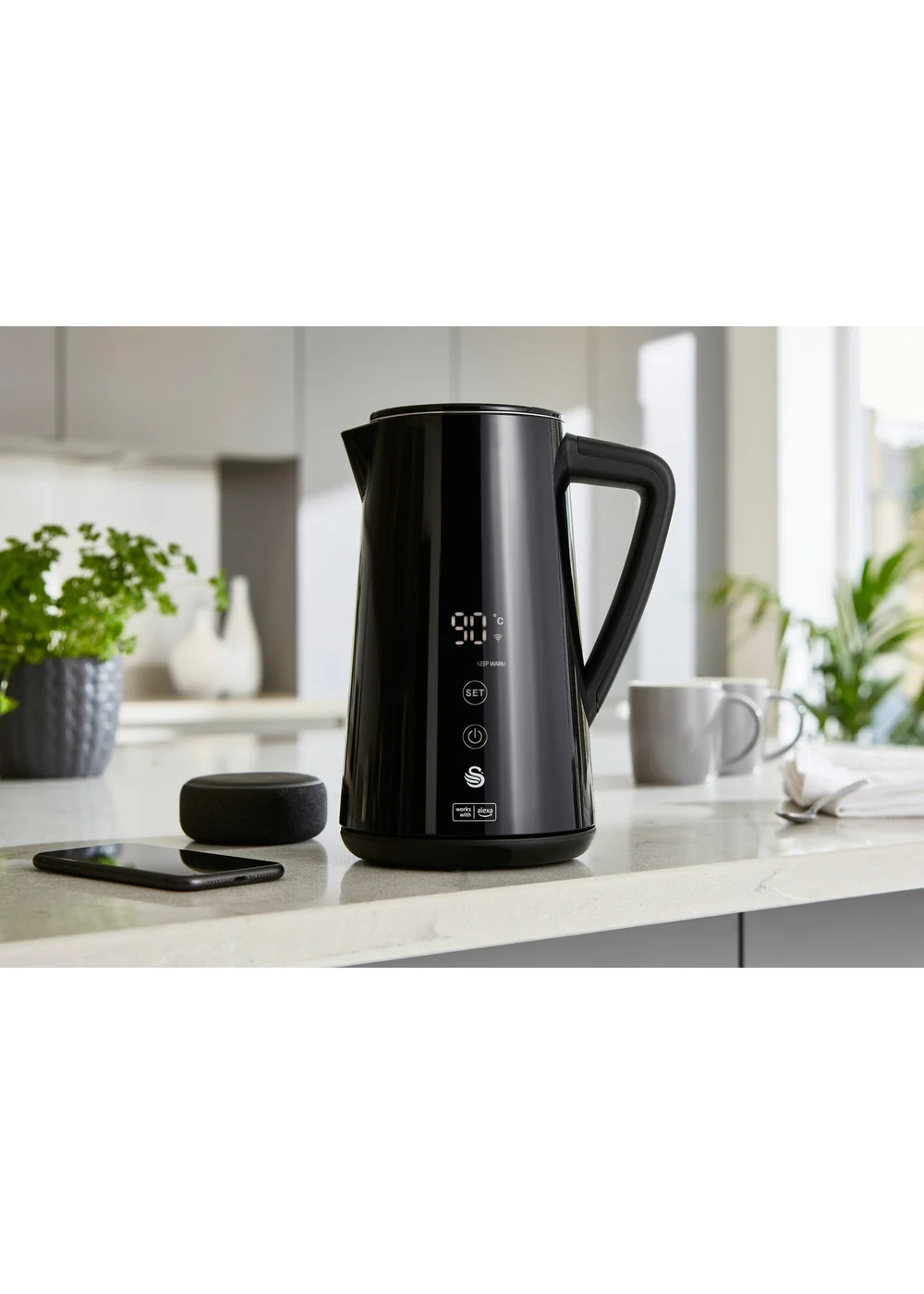 Swan Black Alexa Smart Kettle (1.5L) - One Size Image 3