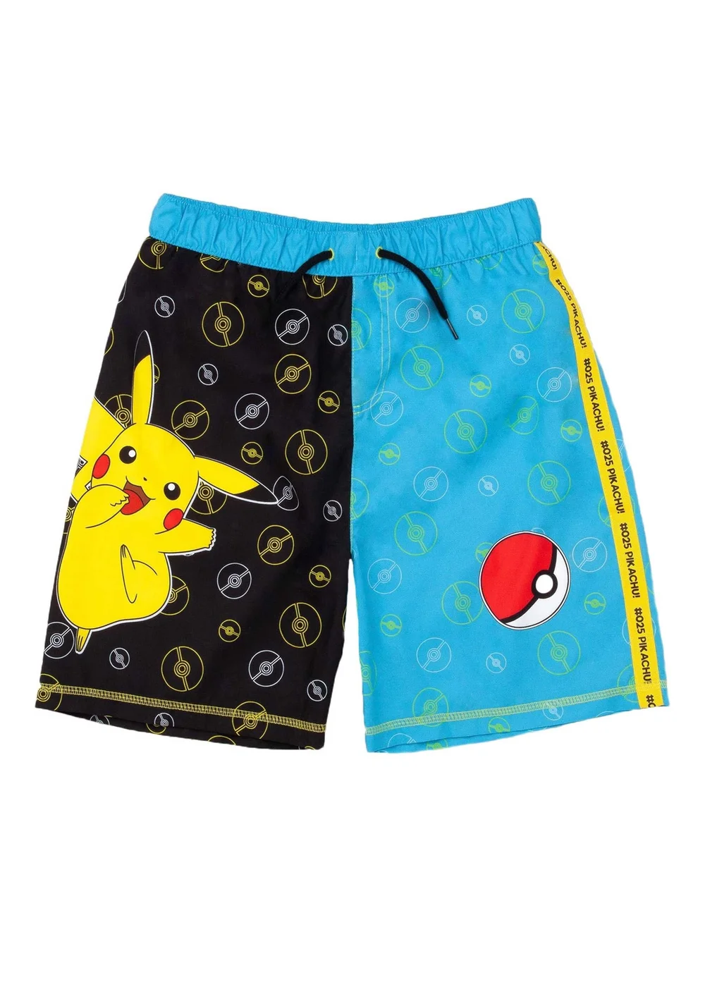 Pokemon Kids Black/Blue Pikachu Pokeball Swim Shorts (4-12 yrs) - Age 4-5 Years Image 1
