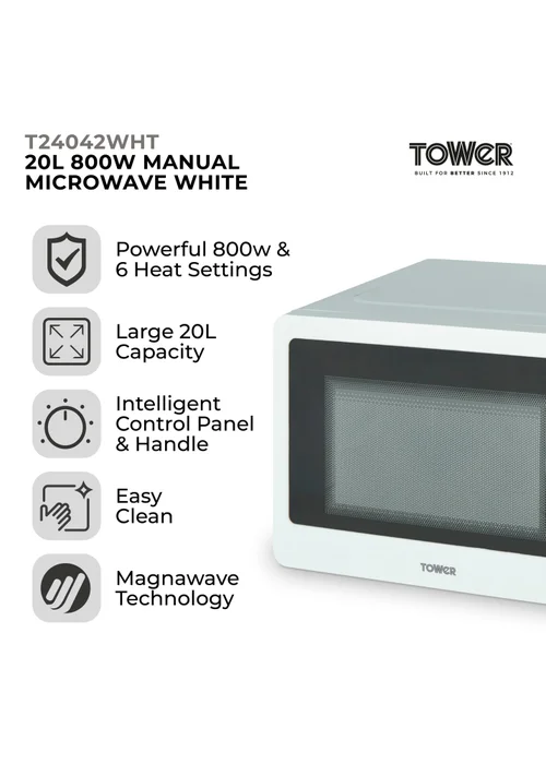Tower 800W Manual Microwave (20L) - One Size Image 2