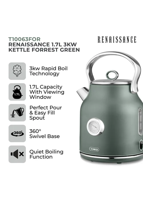 Tower Renaissance 3KW Kettle (1.7L) - One Size Image 2